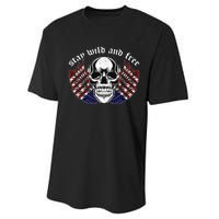 Stay Wild And Free | American Skull Flag Performance Sprint T-Shirt