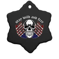 Stay Wild And Free | American Skull Flag Ceramic Star Ornament