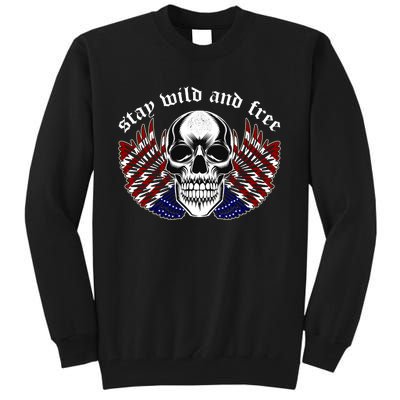 Stay Wild And Free | American Skull Flag Tall Sweatshirt