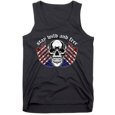 Stay Wild And Free | American Skull Flag Tank Top