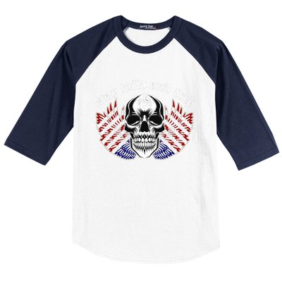 Stay Wild And Free | American Skull Flag Baseball Sleeve Shirt