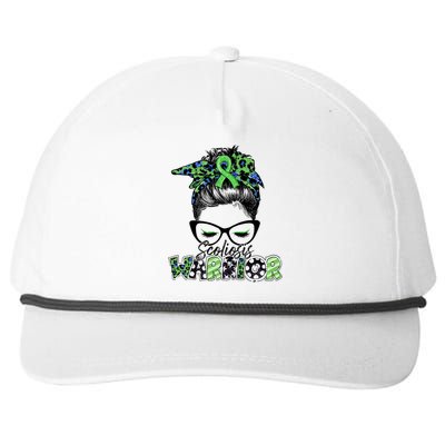 Scoliosis Warrior Awareness Messy Bun Green Ribbon In June Snapback Five-Panel Rope Hat