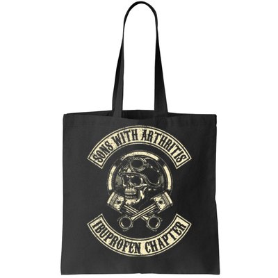 Sons With Arthritis Ibuprofen Chapter Funny Biker Skull Tote Bag