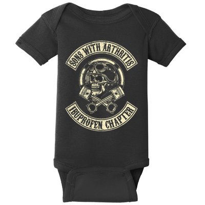 Sons With Arthritis Ibuprofen Chapter Funny Biker Skull Baby Bodysuit