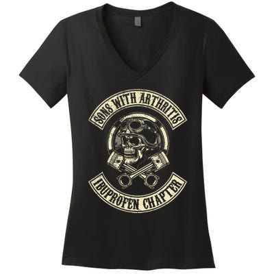 Sons With Arthritis Ibuprofen Chapter Funny Biker Skull Women's V-Neck T-Shirt