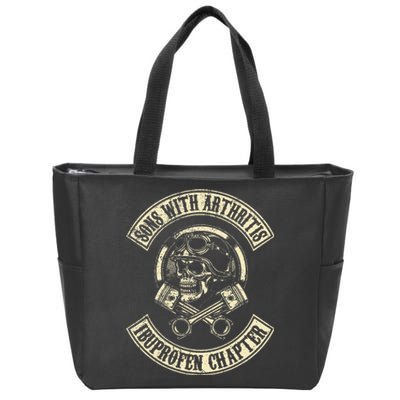 Sons With Arthritis Ibuprofen Chapter Funny Biker Skull Zip Tote Bag