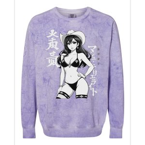 Sexy Waifu Anime Cowgirl Sheriff Rodeo Design Colorblast Crewneck Sweatshirt