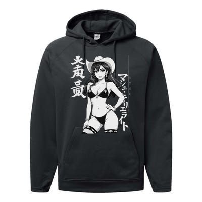 Sexy Waifu Anime Cowgirl Sheriff Rodeo Design Performance Fleece Hoodie