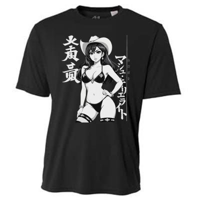 Sexy Waifu Anime Cowgirl Sheriff Rodeo Design Cooling Performance Crew T-Shirt