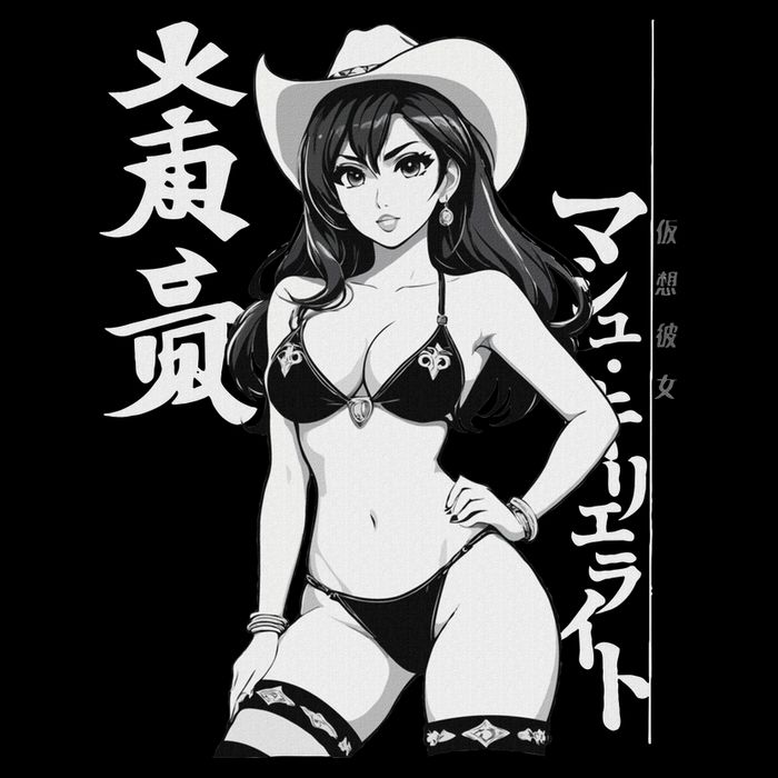 Sexy Waifu Anime Cowgirl Sheriff Rodeo Design Long Sleeve Shirt