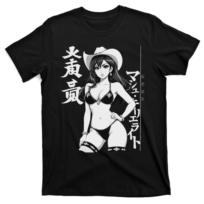 Sexy Waifu Anime Cowgirl Sheriff Rodeo Design T-Shirt