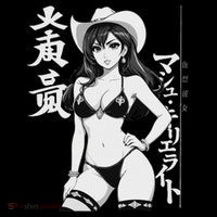 Sexy Waifu Anime Cowgirl Sheriff Rodeo Design T-Shirt
