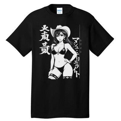 Sexy Waifu Anime Cowgirl Sheriff Rodeo Design Tall T-Shirt