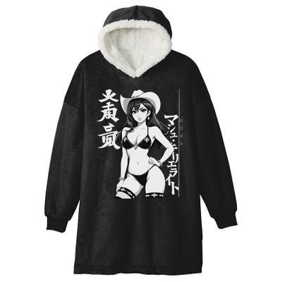 Sexy Waifu Anime Cowgirl Sheriff Rodeo Design Hooded Wearable Blanket