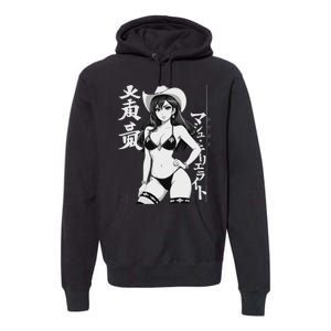 Sexy Waifu Anime Cowgirl Sheriff Rodeo Design Premium Hoodie