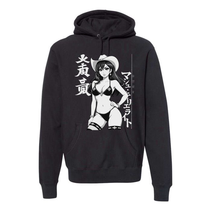 Sexy Waifu Anime Cowgirl Sheriff Rodeo Design Premium Hoodie