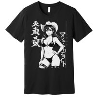 Sexy Waifu Anime Cowgirl Sheriff Rodeo Design Premium T-Shirt