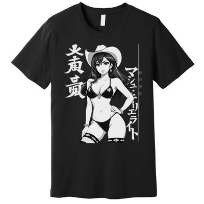 Sexy Waifu Anime Cowgirl Sheriff Rodeo Design Premium T-Shirt