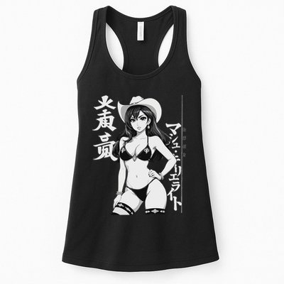 Sexy Waifu Anime Cowgirl Sheriff Rodeo Design Womens Tank Top