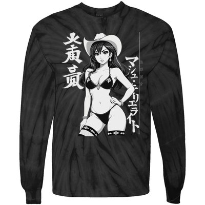 Sexy Waifu Anime Cowgirl Sheriff Rodeo Design Tie-Dye Long Sleeve Shirt