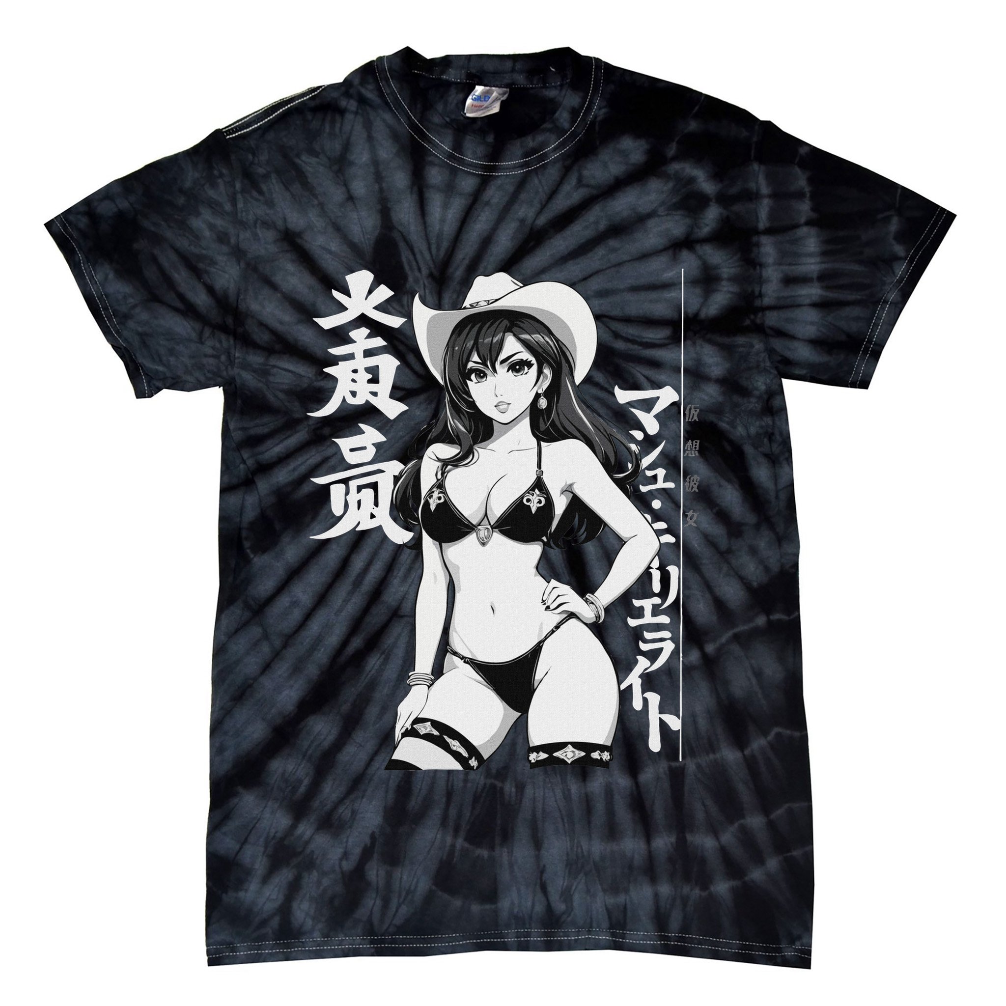 Sexy Waifu Anime Cowgirl Sheriff Rodeo Design Tie-Dye T-Shirt