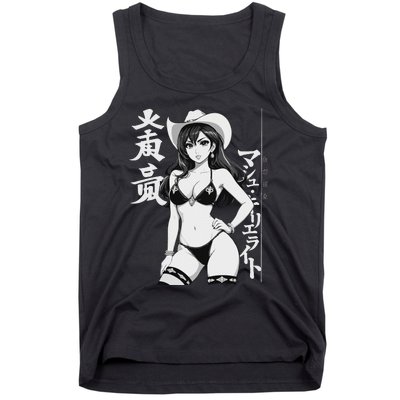 Sexy Waifu Anime Cowgirl Sheriff Rodeo Design Tank Top