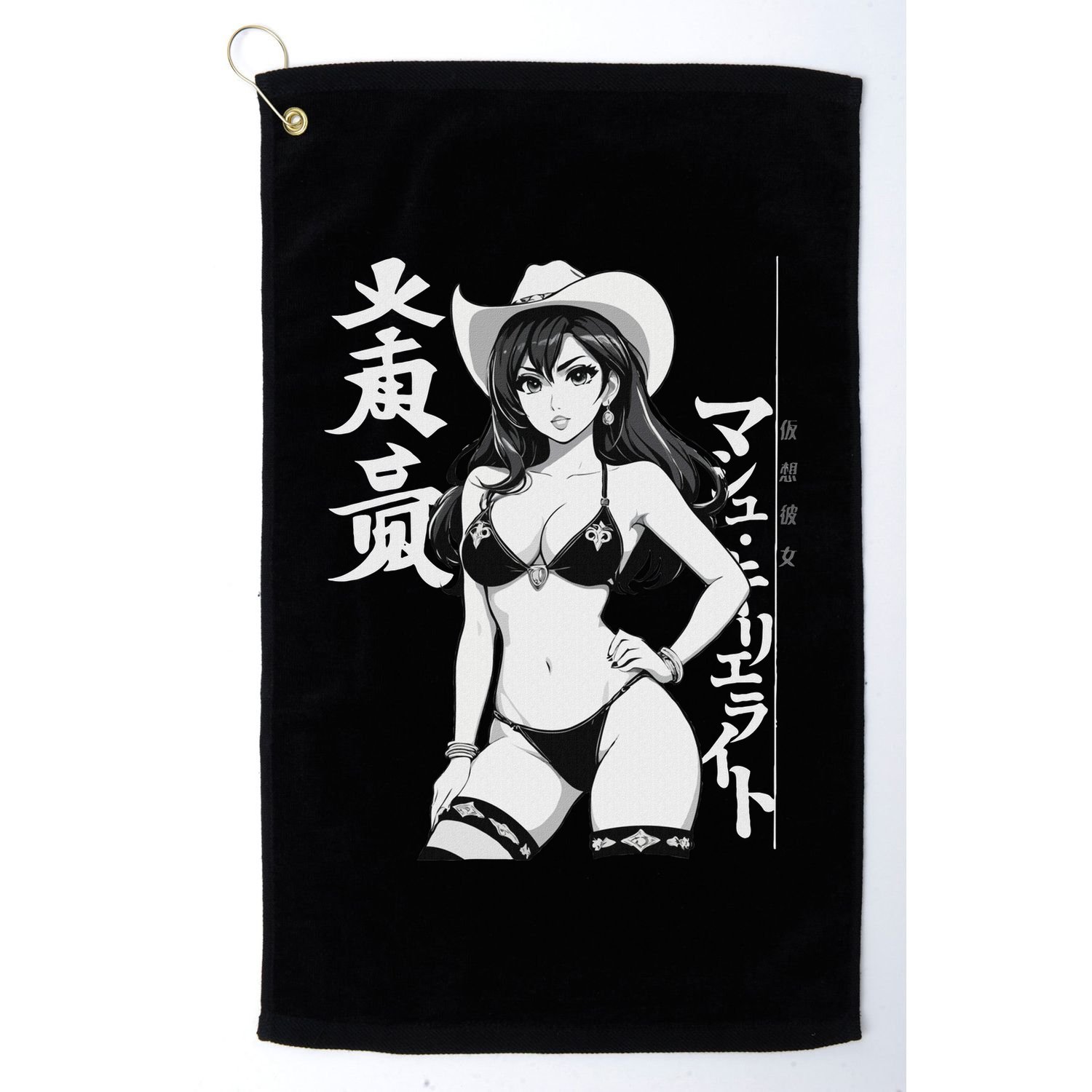 Sexy Waifu Anime Cowgirl Sheriff Rodeo Design Golf Towel