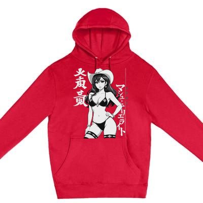 Sexy Waifu Anime Cowgirl Sheriff Rodeo Design Premium Pullover Hoodie