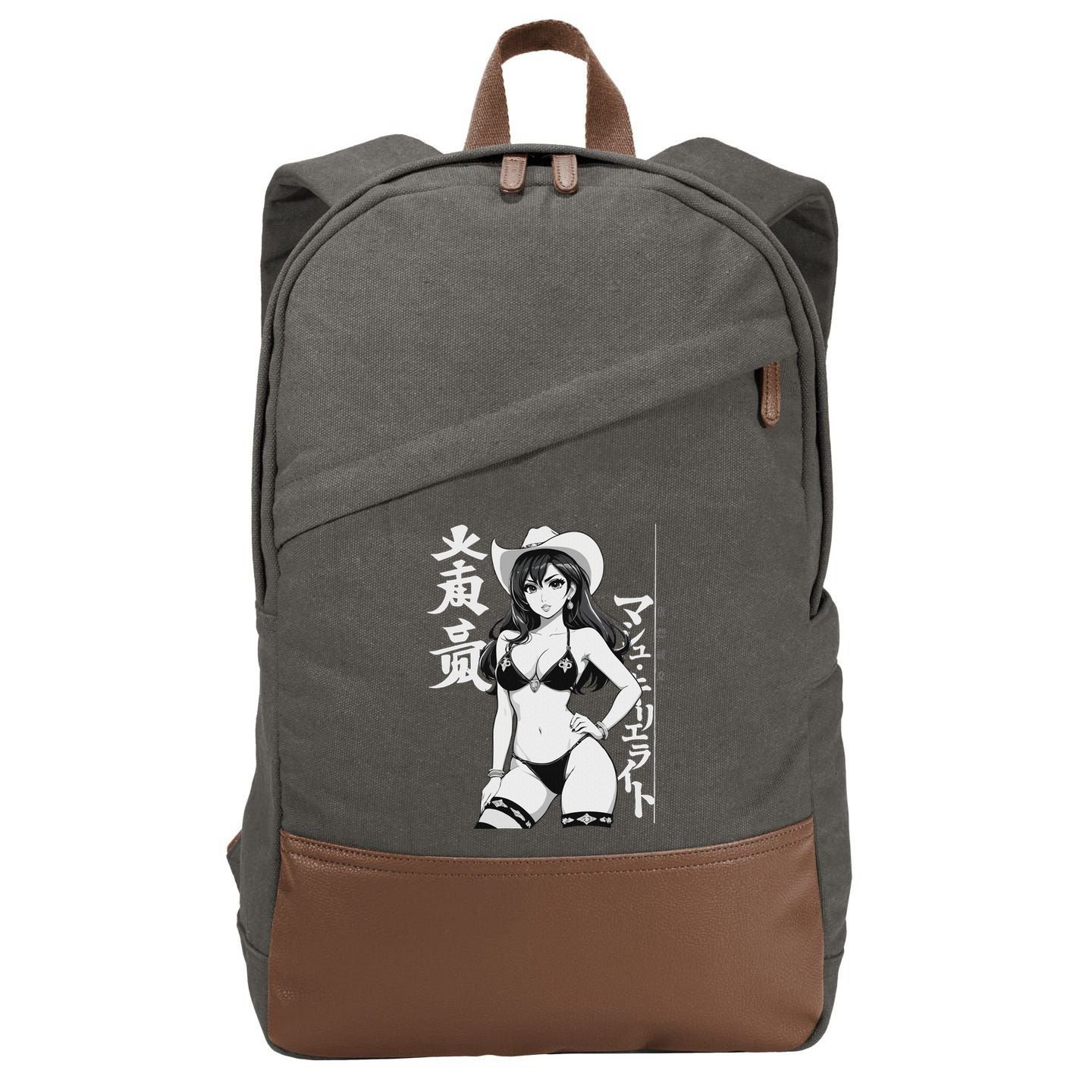 Sexy Waifu Anime Cowgirl Sheriff Rodeo Design Cotton Canvas Backpack