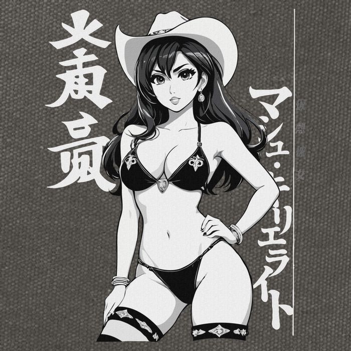 Sexy Waifu Anime Cowgirl Sheriff Rodeo Design Cotton Canvas Backpack