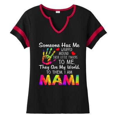 Someone Wrapped Around Their Little Fingers To Me They Are My World To Them Ladies Halftime Notch Neck Tee