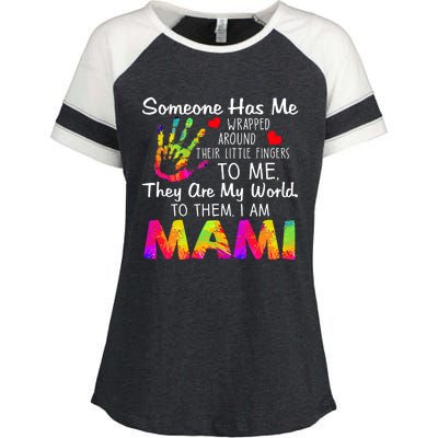 Someone Wrapped Around Their Little Fingers To Me They Are My World To Them Enza Ladies Jersey Colorblock Tee