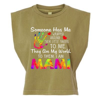 Someone Wrapped Around Their Little Fingers To Me They Are My World To Them Garment-Dyed Women's Muscle Tee