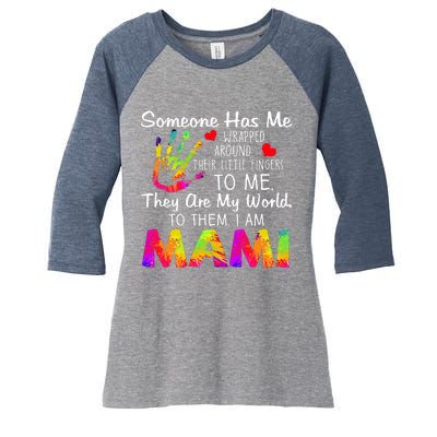 Someone Wrapped Around Their Little Fingers To Me They Are My World To Them Women's Tri-Blend 3/4-Sleeve Raglan Shirt