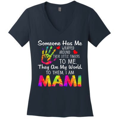 Someone Wrapped Around Their Little Fingers To Me They Are My World To Them Women's V-Neck T-Shirt