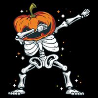 Skeleton With A Pumpkin Head Doing The Dab Dance Funny Gift Sustainable Bucket Hat