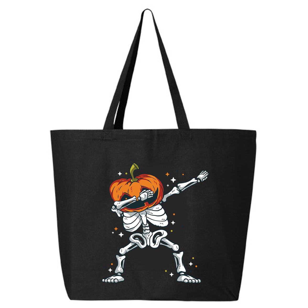 Skeleton With A Pumpkin Head Doing The Dab Dance Funny Gift 25L Jumbo Tote