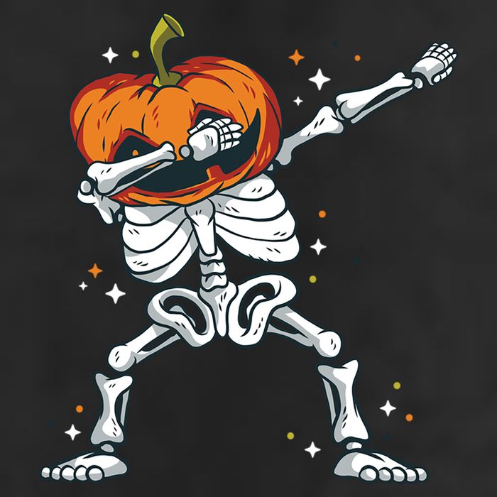 Skeleton With A Pumpkin Head Doing The Dab Dance Funny Gift Golf Towel