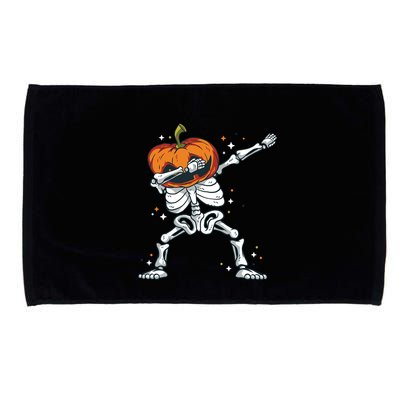Skeleton With A Pumpkin Head Doing The Dab Dance Funny Gift Microfiber Hand Towel