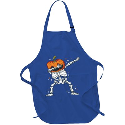 Skeleton With A Pumpkin Head Doing The Dab Dance Funny Gift Apron