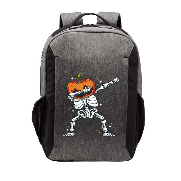 Skeleton With A Pumpkin Head Doing The Dab Dance Funny Gift Vector Backpack