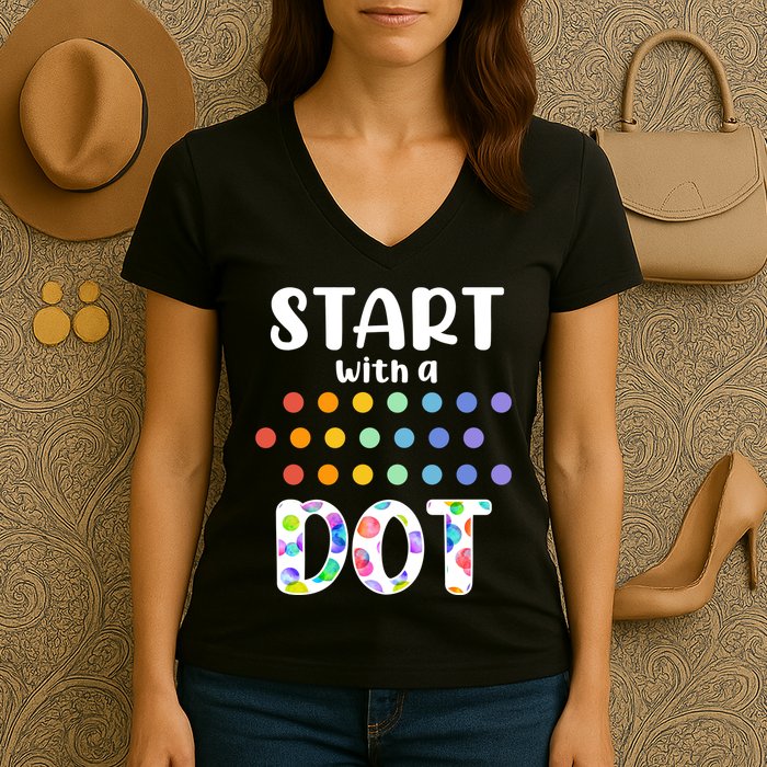 Start With A Dot Inernational Dot Day Women's V-Neck T-Shirt