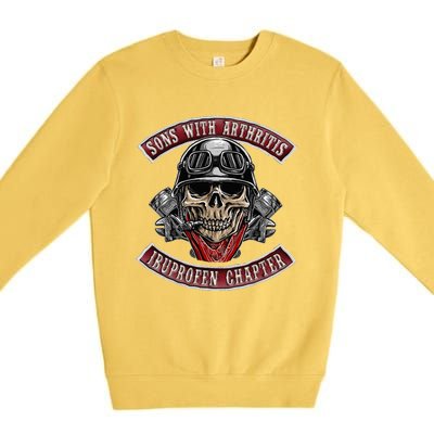 Sons With Arthritis Ibuprofen Chapter Funny Biker Skull Gift  Premium Crewneck Sweatshirt