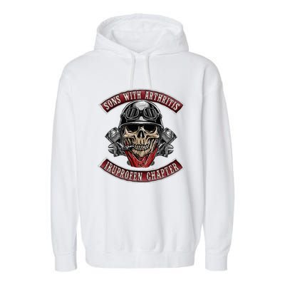 Sons With Arthritis Ibuprofen Chapter Funny Biker Skull Gift  Garment-Dyed Fleece Hoodie