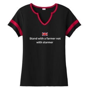 Stand With A Farmer Not With Starmer Ladies Halftime Notch Neck Tee