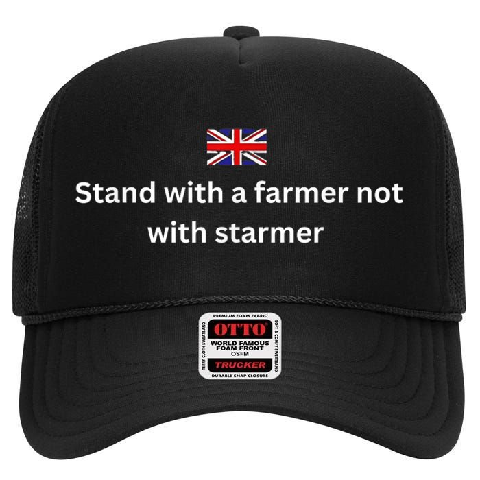 Stand With A Farmer Not With Starmer High Crown Mesh Back Trucker Hat