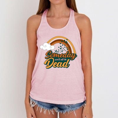 Someday We'll All Be Dead Retro Rainbow Women's Knotted Racerback Tank