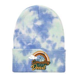 Someday We'll All Be Dead Retro Rainbow Tie Dye 12in Knit Beanie