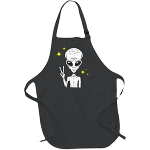 Stay Weird Alien Peace Fingers funny alien Full-Length Apron With Pockets