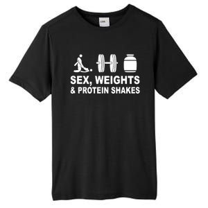 Sex Weights And Protein Shakes Gym Bodybuilding Trending Birthday Tall Fusion ChromaSoft Performance T-Shirt